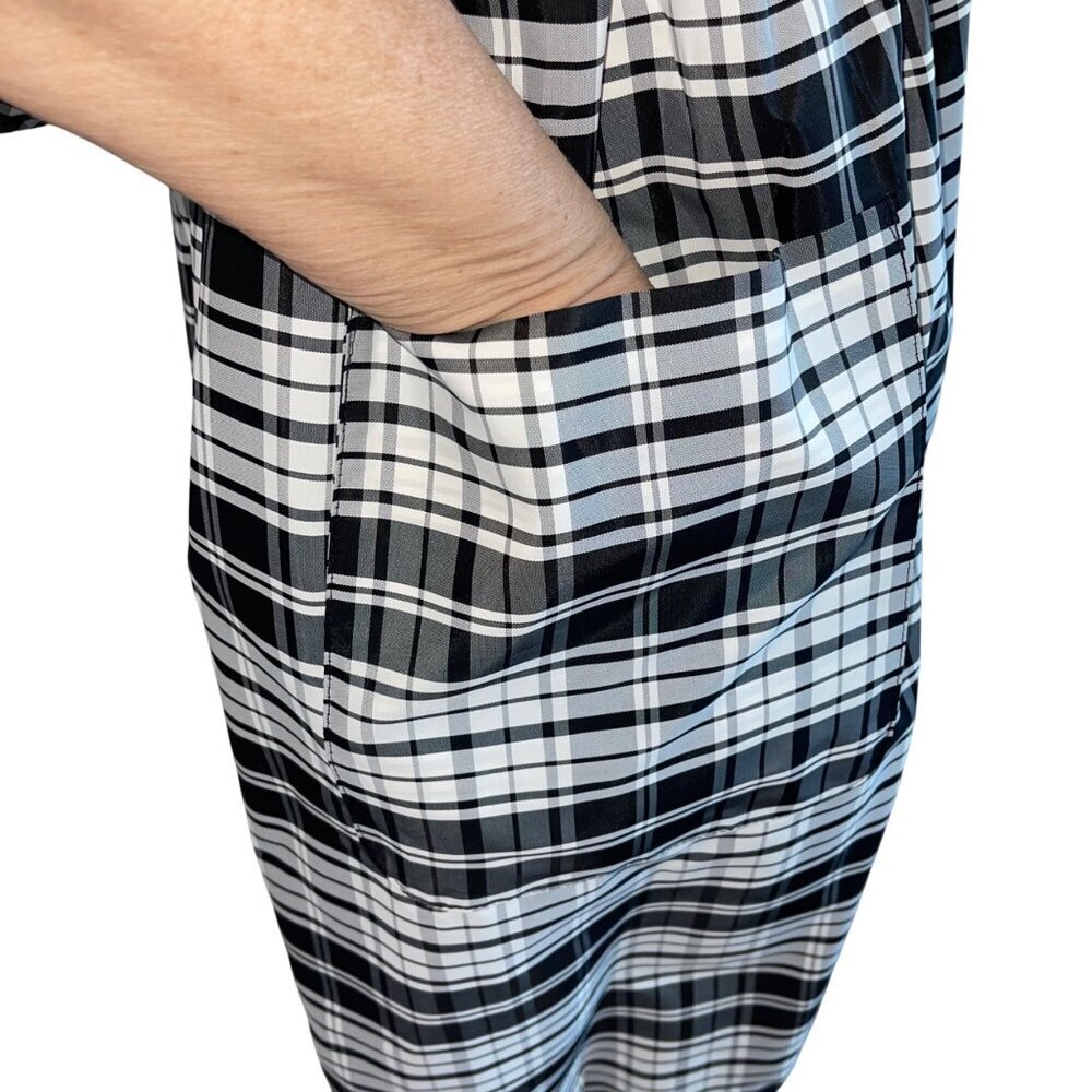 Mr. Blackwell Vintage Womens Taffeta Plaid Pinafore Black White One Size Rare - Picture 7 of 14